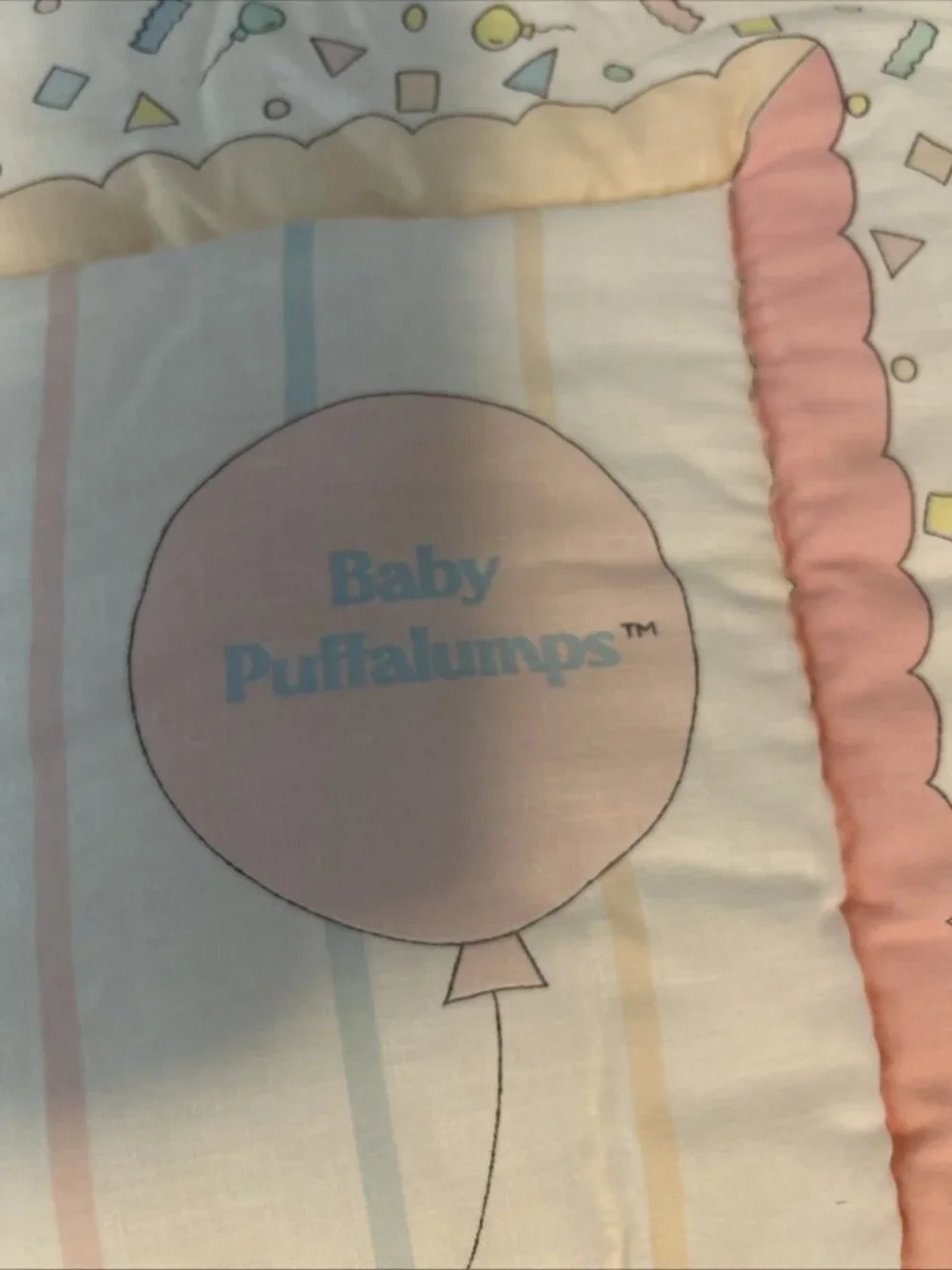 Vintage 80’s Baby Puffalumps Pastel Quilted Crib Blanket Comforter 41” X 31